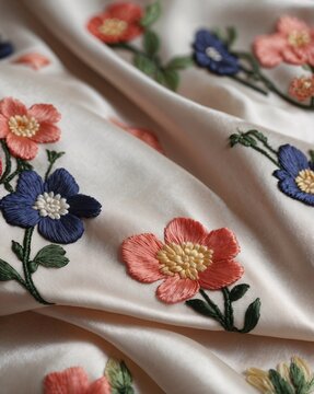 Close-Up of Traditional Korean Beoseon on Silk, Ultra-Realistic