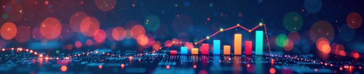 Naklejka premium Business options banner with a background of colorful charts and graphs, management, technology, business strategy