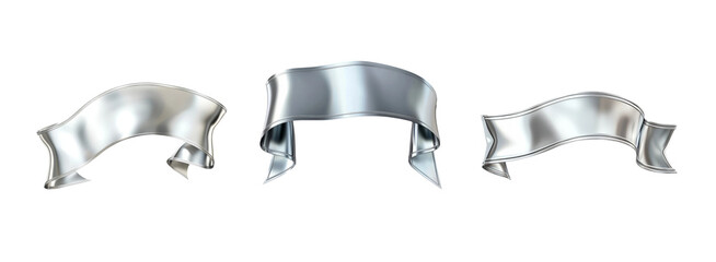 Elegant Silver Ribbons on Transparent Background