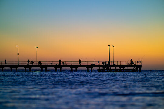 Sunset over Black Rock Jetty, Melbourne, Victoria, Australia