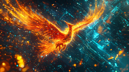 vibrant phoenix glowing