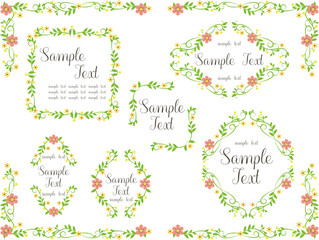 シンプルな花と植物の装飾フレーム