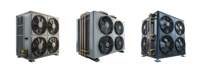 Industrial Air Conditioning Units on Transparent Background