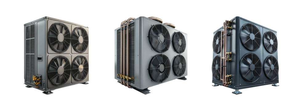 Industrial Air Conditioning Units on Transparent Background