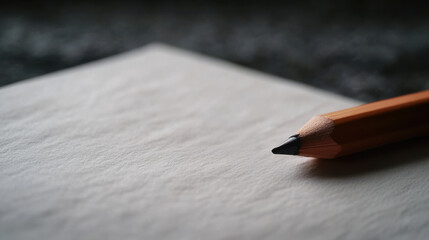 close up of pencil resting on blank piece of paper, ready for notes