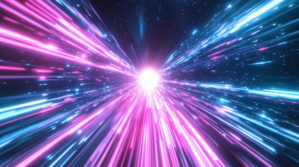 Naklejka premium Speed vibrant traffic trails Wallpaper Neon speedway, Luxury motion speed drive Abstract Laser track, neon curves racing glow, speed lines Background Light rays speed dynamic trace Illustration