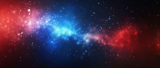 Obraz premium Vibrant Red and Blue Nebula Cloud Formation: A Stunning Space Background with Sparkling Stars and Cosmic Dust Perfect for Science Fiction, Fantasy, or Astronomy Projects