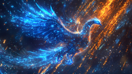 biomechanical phoenix rising flames