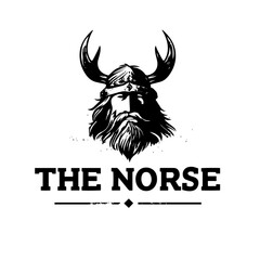 Black White Man with Beard Mustache Wearing Viking Helmet Drawing for Ancient Norse Nordic Warrior Knight Face illustration logo design