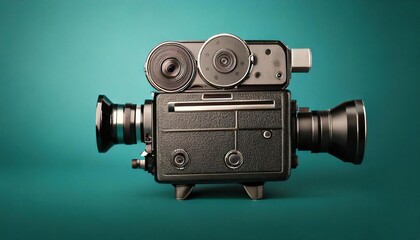 Classic film camera on a vibrant background showcasing cinematic history and creativity