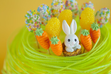  holiday baked goods with Easter sugar decor. Easter-Themed Decorated Cake.