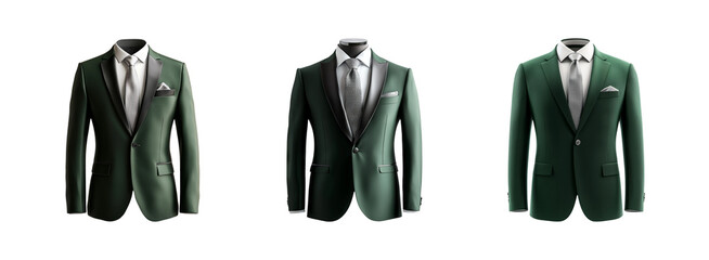 Elegant Green Suits on Transparent Background