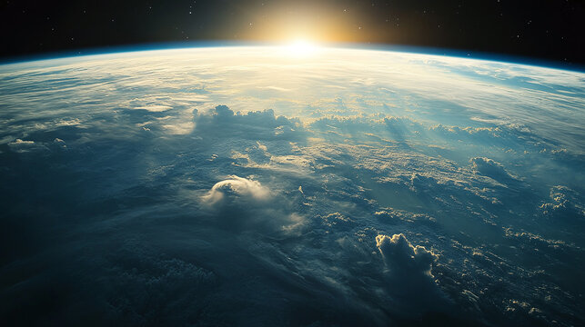 A meteor in the atmosphere of the earth, view from the space.