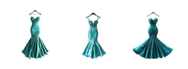 Elegant Turquoise Evening Dress Collection Display