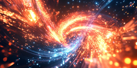 Obraz premium Global Connections Glowing with Futuristic Light