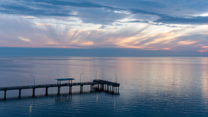 Fairhope, Alabama pier at sunset in January