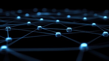 Futuristic Network Connection with Glowing Nodes and Interconnected Lines