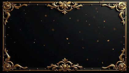Elegant black and gold luxury VIP invitation background with ornate design elements and shimmering details, elegant design, shimmering effect