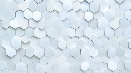 Abstract 3D Render: Textured Hexagon Pattern in Light Blue and White AI Generated