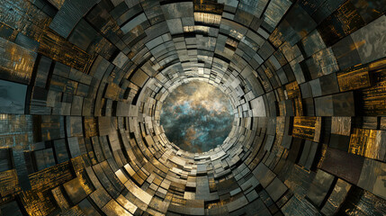 Fototapeta premium A Data streams converging to central vault symbolize secured big data storage, creating futuristic atmosphere