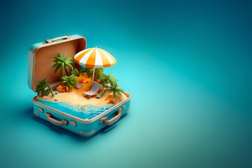 Summer beach vacation in a suitcase cute concept