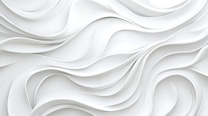 Obraz premium Fluid White Abstract 3D Render: Swirling Wave Pattern Design AI Generated