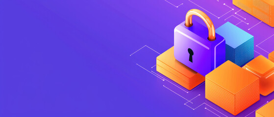 Fototapeta premium A Digital locks layered upon data streams symbolize privacy in big data usage, creating secure environment