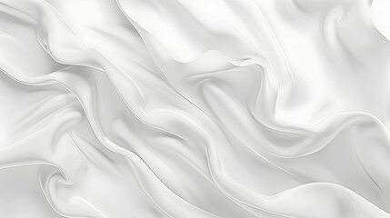 Fototapeta premium Smooth, flowing white satin fabric draped elegantly, creating soft shadows and highlights