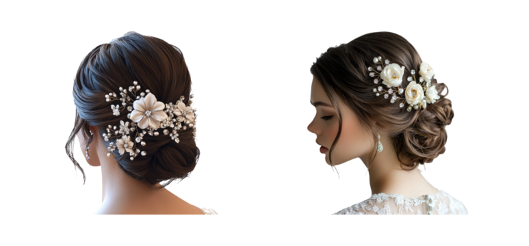 Elegant Bridal Hair Styles with Floral Accents