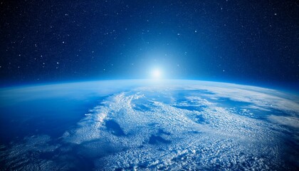 Obraz premium Blue sky, view of earth from space. Blue sky in orbit.