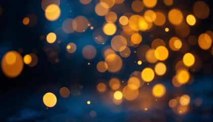 Fototapeta premium glowing golden yellow bokeh lights scattered throughout background