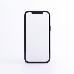 Black Smartphone With Blank Screen On White Background