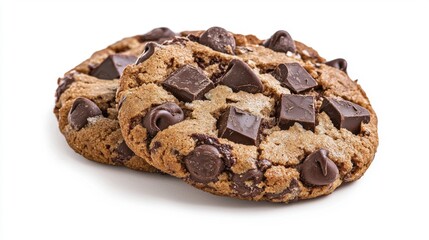 Fototapeta premium Freshly Baked Chocolate Chip Cookies on White Background