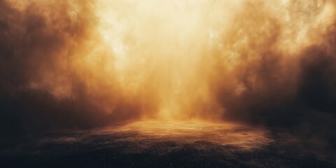 Fototapeta premium Golden sunlight bathes a textured earth surface, casting a warm, radiant glow over the rich soil beneath, highlighting intricate patterns in the dirt