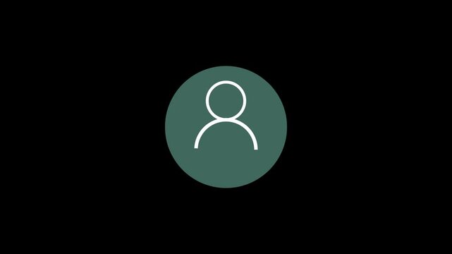 Man profile icon animation with black background.