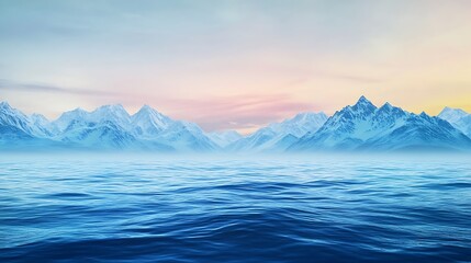 Fototapeta premium Serene Winter Landscape: Misty Mountains at Dawn AI Generated