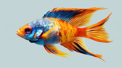 Fototapeta premium Vibrant Colorful Fish Swimming Gracefully in Clear Water with Bright Orange and Blue Fins