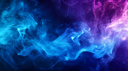 Obraz premium Iridescent mist swirls in blue and purple hues amidst a darkening landscape, blue smoke, smoky skies. Opalescent Skies. Illustration