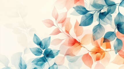 Delicate watercolor leaves design with soft pastel colors for tranquil and serene background effects