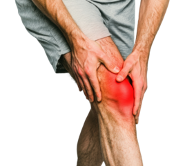 PNG Man touching knee at pain point injury joint joint pain.