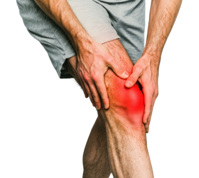 PNG Man touching knee at pain point injury joint joint pain.