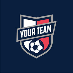 Vintage Modern badge emblem Football soccer sport team club league logo with shield and ball concept icon vector