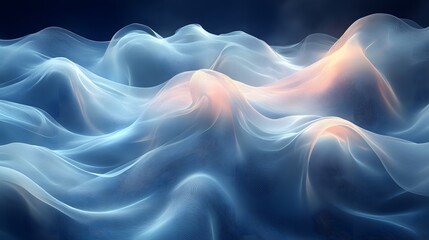 Fototapeta premium Abstract undulating shapes with luminous highlights and flowing lines