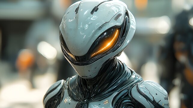 Futuristic alien woman in urban setting