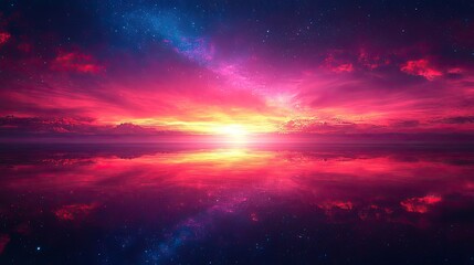 Fototapeta premium Cosmic sunrise reflected in mirrored waters