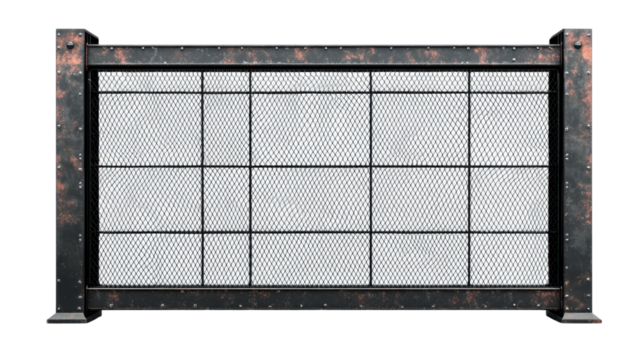 Industrial Metal Barrier with Steel Frame and Mesh Design