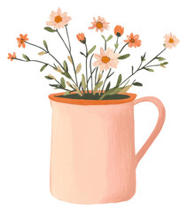 Fototapeta premium PNG Cute plant pot flowers art illustration.