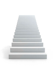 White staircase with evenly spaced steps isolated on white background