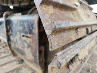 Heavy-Duty Excavator Machinery with Visible Engine and Mechanical Parts