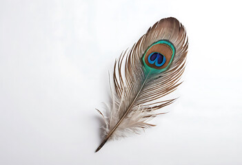 Peacock feather on white background, feather collection Abstract Vector Bird Feather Pack Design Template © Choyan